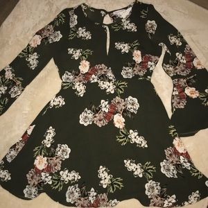 Long Sleeve Floral Mini Dress